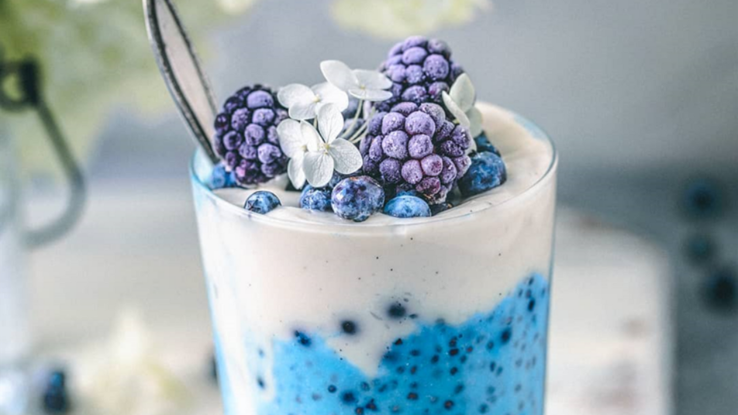 Blue Coconut Parfait Recipe featuring BlueMAJIK powder.